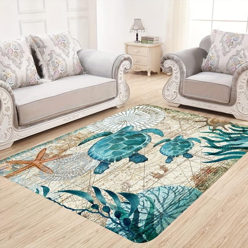 Soft Flannel Sea Turtle Bathroom Mat Non Slip Shower Room Floor Carpet