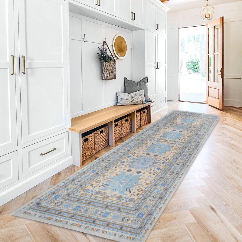 Boho Runner Rug Non Slip Washable Faux Wool