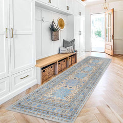 Boho Runner Rug Non Slip Washable Faux Wool