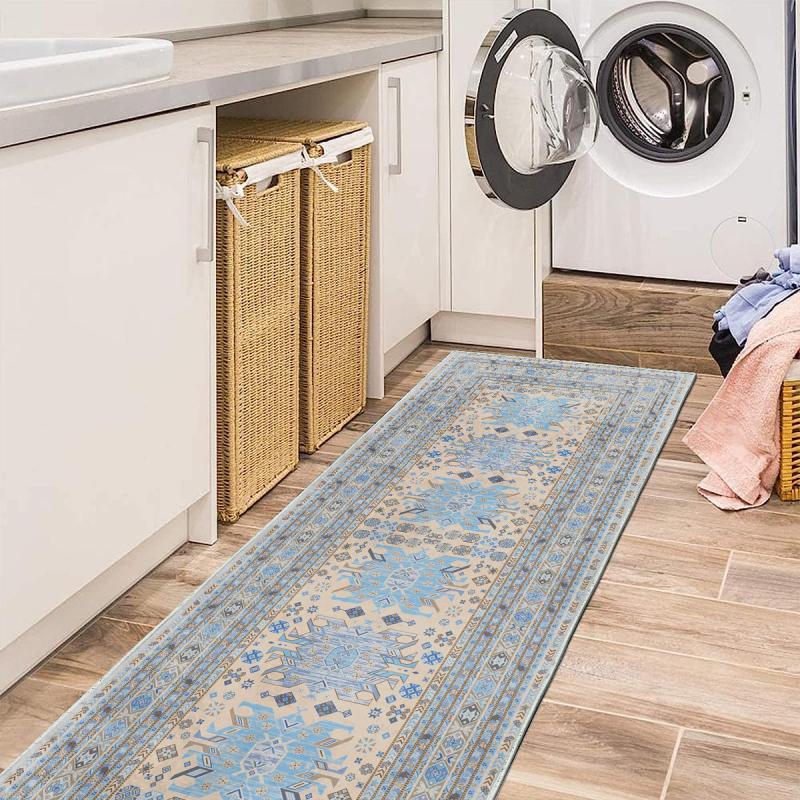 Boho Runner Rug Non Slip Washable Faux Wool