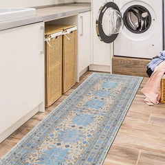 Boho Runner Rug Non Slip Washable Faux Wool