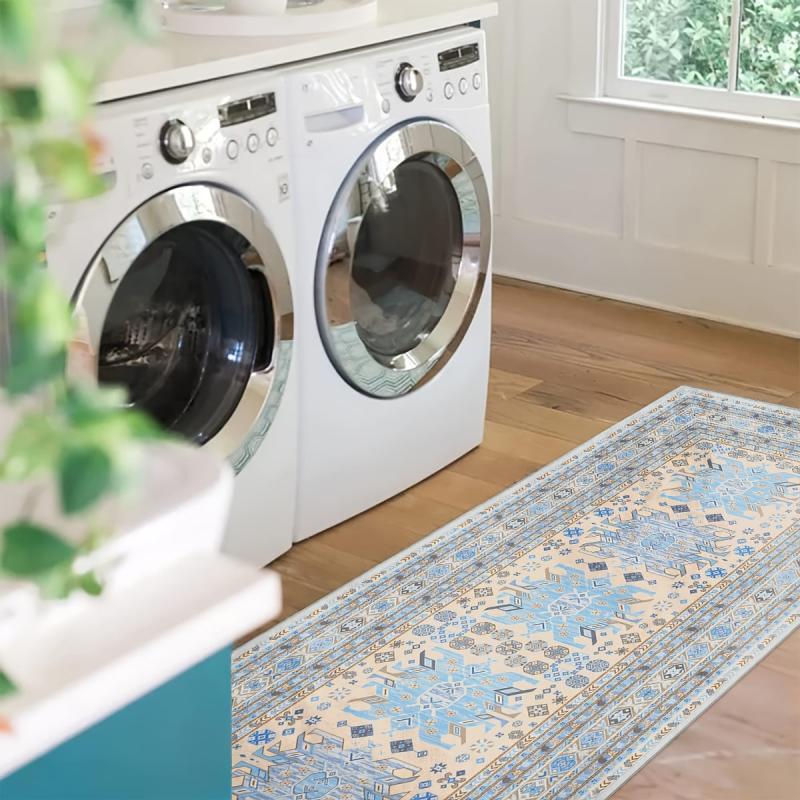 Boho Runner Rug Non Slip Washable Faux Wool