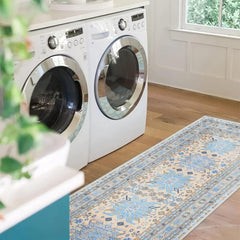 Boho Runner Rug Non Slip Washable Faux Wool