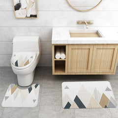 4pcs Abstract Triangle Bathroom Set with Shower Curtain and Rugs