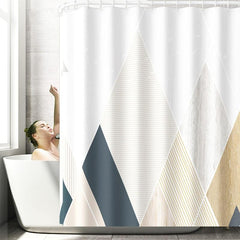 4pcs Abstract Triangle Bathroom Set with Shower Curtain and Rugs