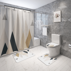 4pcs Abstract Triangle Bathroom Set with Shower Curtain and Rugs