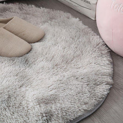 Minimalist Polyester Fuzzy Oval Floor Carpet for Home Decor
