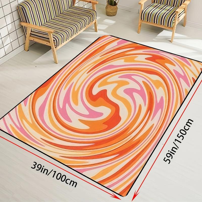 Retro Vintage Orange Area Rug