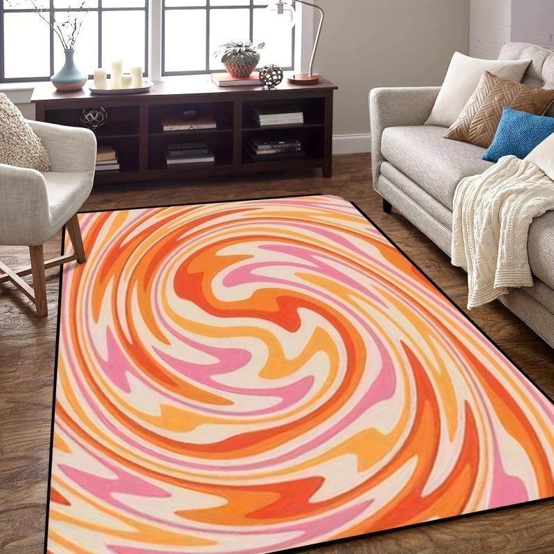 Retro Vintage Orange Area Rug