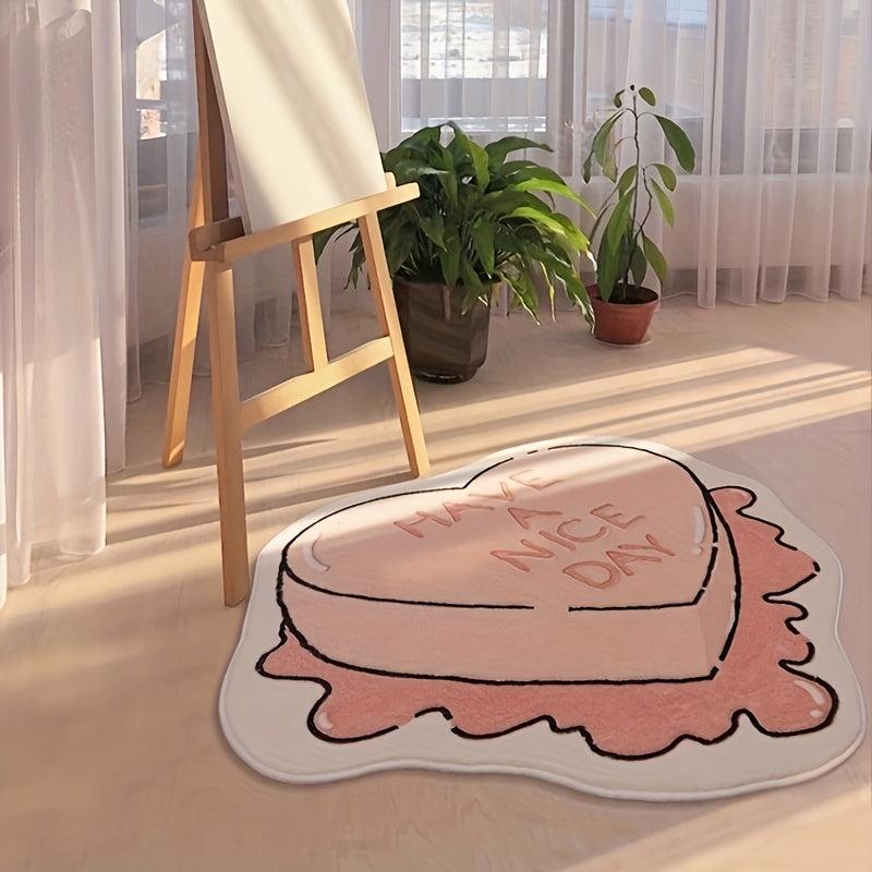 Pink Heart-shaped Floor Mat - Anti Slip Girls Carpets