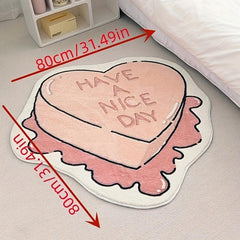 Pink Heart-shaped Floor Mat - Anti Slip Girls Carpets