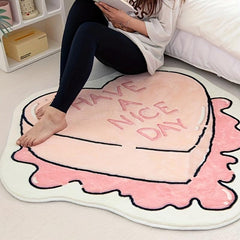 Pink Heart-shaped Floor Mat - Anti Slip Girls Carpets