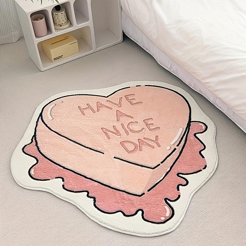 Pink Heart-shaped Floor Mat - Anti Slip Girls Carpets