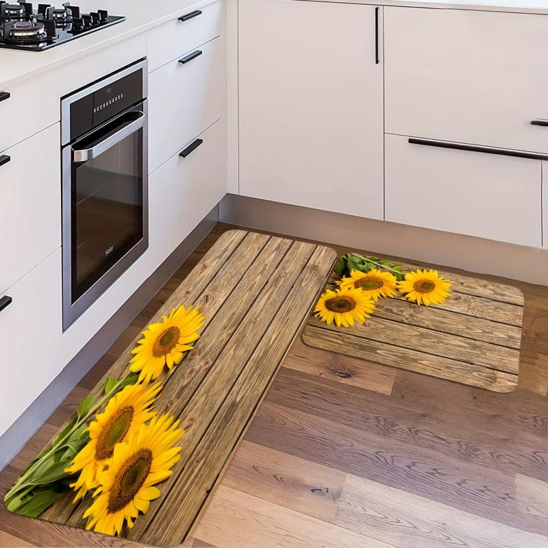 Yellow Sunflower Bathroom Mats Soft and Absorbent Carpets