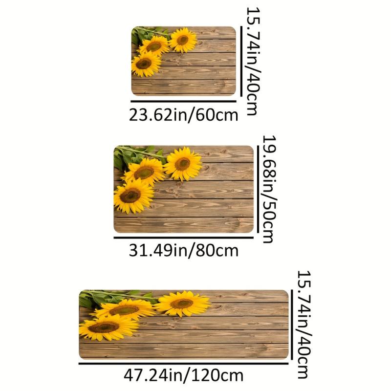 Yellow Sunflower Bathroom Mats Soft and Absorbent Carpets