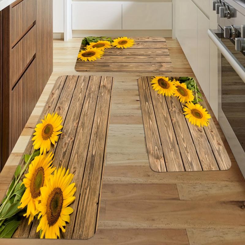 Yellow Sunflower Bathroom Mats Soft and Absorbent Carpets