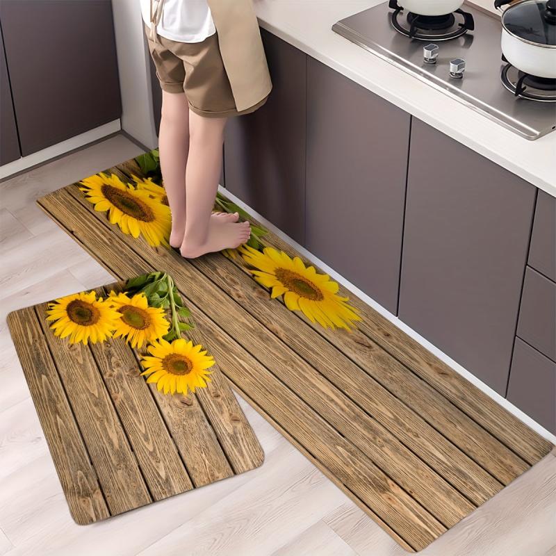 Yellow Sunflower Bathroom Mats Soft and Absorbent Carpets