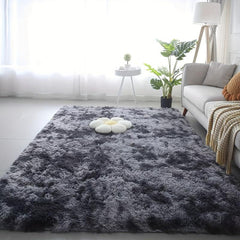 Silk Wool Floor Mat Tie dyed Carpet Gray Bedroom Bedside Blanket