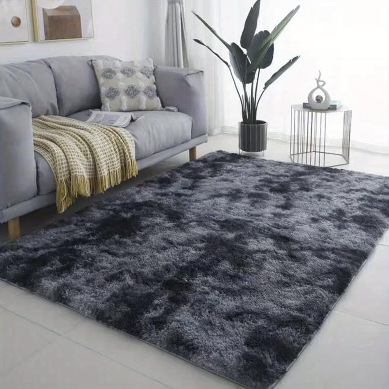 Silk Wool Floor Mat Tie dyed Carpet Gray Bedroom Bedside Blanket