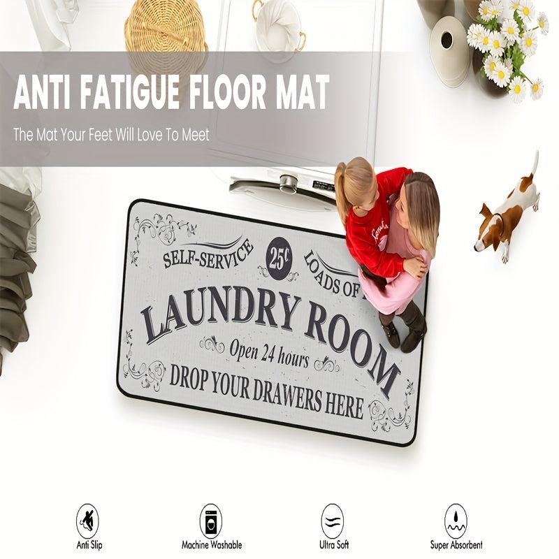 Vintage Laundry Foam Mats Non Slip Anti Fatigue Runners for Bathroom