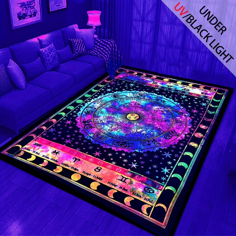 Flannel Luminous Rug Tarot Card Reading Pattern Fluorescent Rug