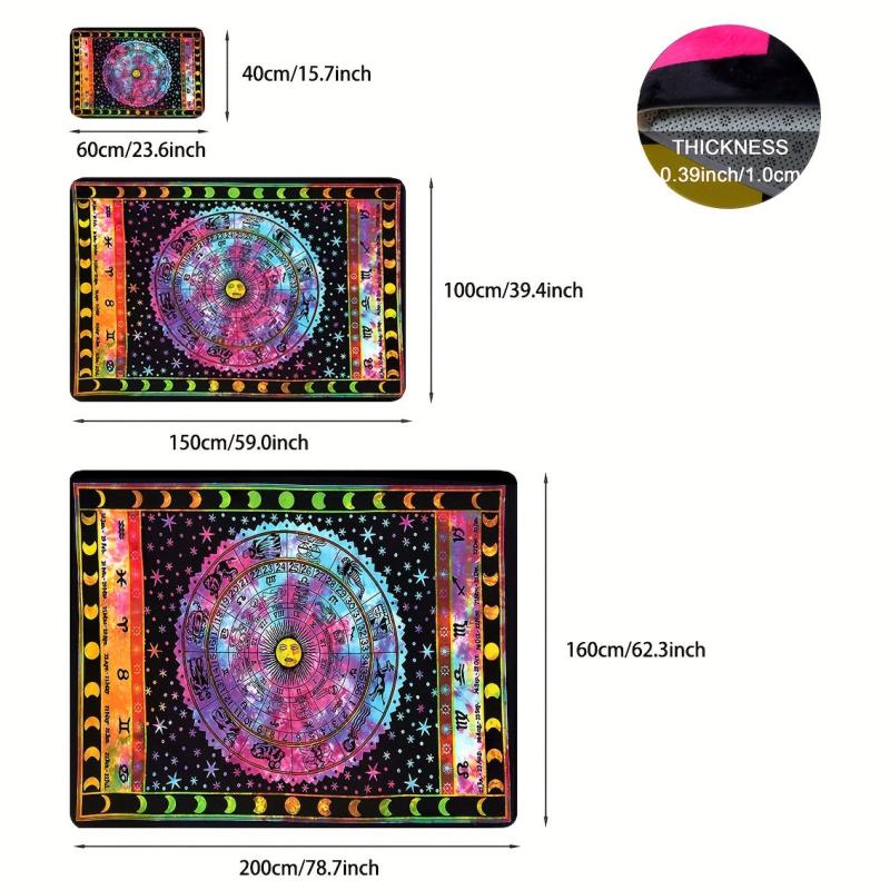 Flannel Luminous Rug Tarot Card Reading Pattern Fluorescent Rug