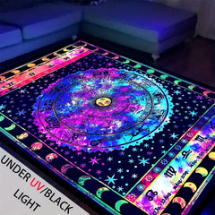 Flannel Luminous Rug Tarot Card Reading Pattern Fluorescent Rug