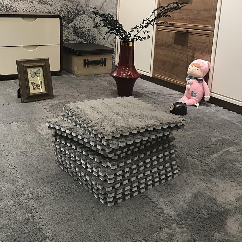 10pcs Plush Foam Floor Mat Soft Fluffy Interlocking Square Foam Tiles