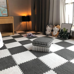 10pcs Plush Foam Floor Mat Soft Fluffy Interlocking Square Foam Tiles