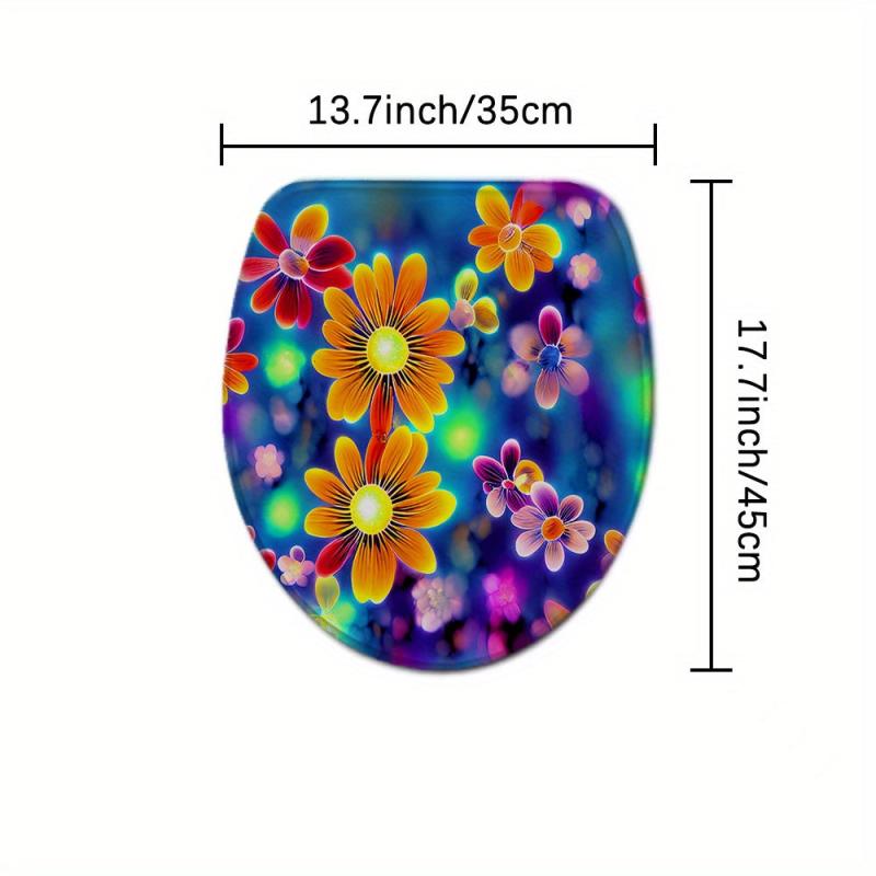 Colorful Flower Bathroom Rug Set - Extra Absorbent Shaggy Bathroom Mats