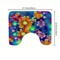 Colorful Flower Bathroom Rug Set - Extra Absorbent Shaggy Bathroom Mats