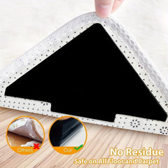 4pcs Rug Tape Double Sided Non Slip Washable Rug Stopper for Floors Carpets