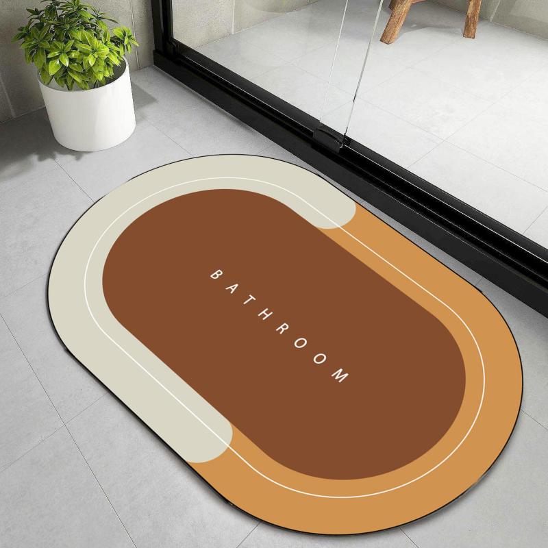 Absorbent Quick Dry Non-Slip Gray Bathroom Rug Mat