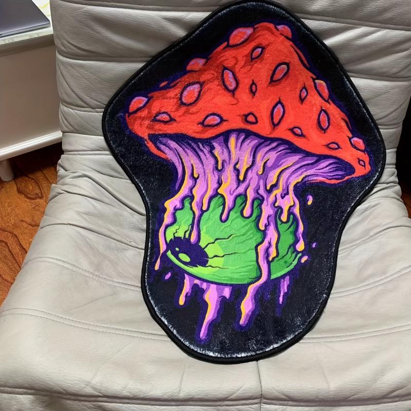 Eyes Shaped Area Rug Soft Fluffy Floor Mat Halloween Irregular Theme