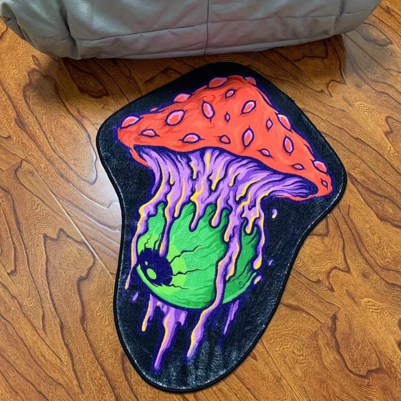 Eyes Shaped Area Rug Soft Fluffy Floor Mat Halloween Irregular Theme