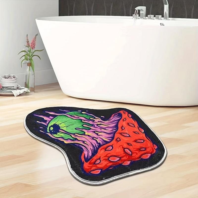 Eyes Shaped Area Rug Soft Fluffy Floor Mat Halloween Irregular Theme
