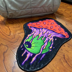 Eyes Shaped Area Rug Soft Fluffy Floor Mat Halloween Irregular Theme