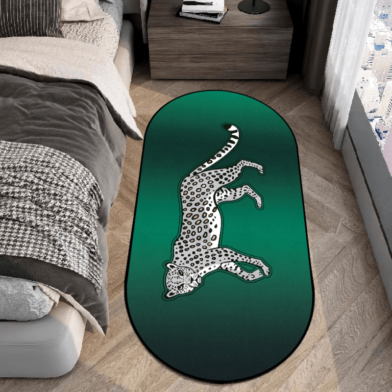 Light Leopard Area Rug Soft Velvet Bedroom Mat