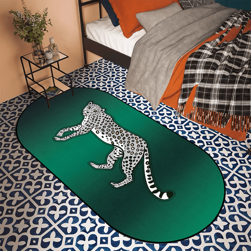 Light Leopard Area Rug Soft Velvet Bedroom Mat