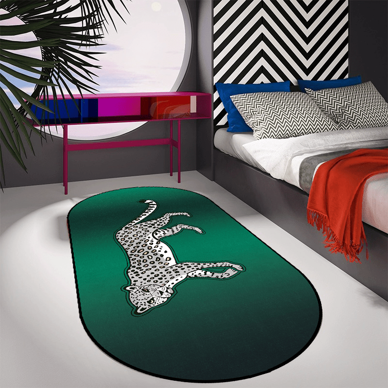 Light Leopard Area Rug Soft Velvet Bedroom Mat