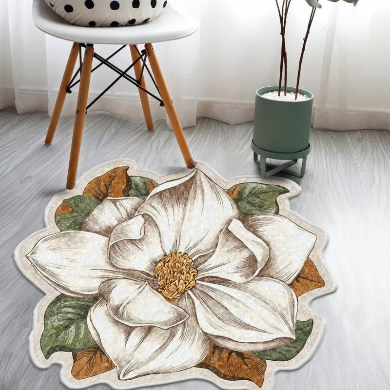 Water Lily Area Rug Unique Flower Shaped Carpet Home Decor