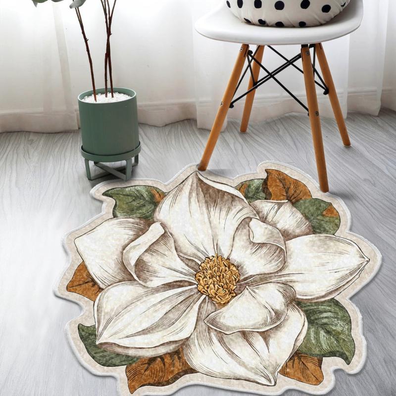 Water Lily Area Rug Unique Flower Shaped Carpet Home Decor