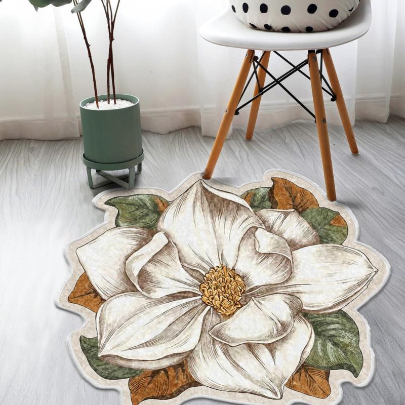 Water Lily Area Rug Unique Flower Shaped Carpet Home Decor