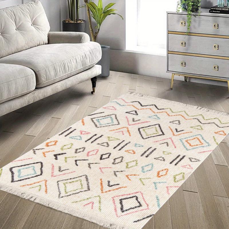 Arabian Style Tassel Carpet Geometric Pattern Rug for Home Decor