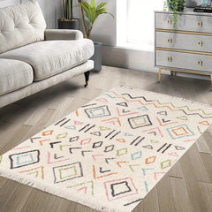 Arabian Style Tassel Carpet Geometric Pattern Rug for Home Decor