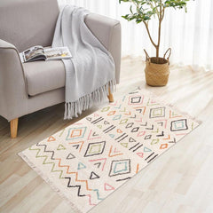Arabian Style Tassel Carpet Geometric Pattern Rug for Home Decor