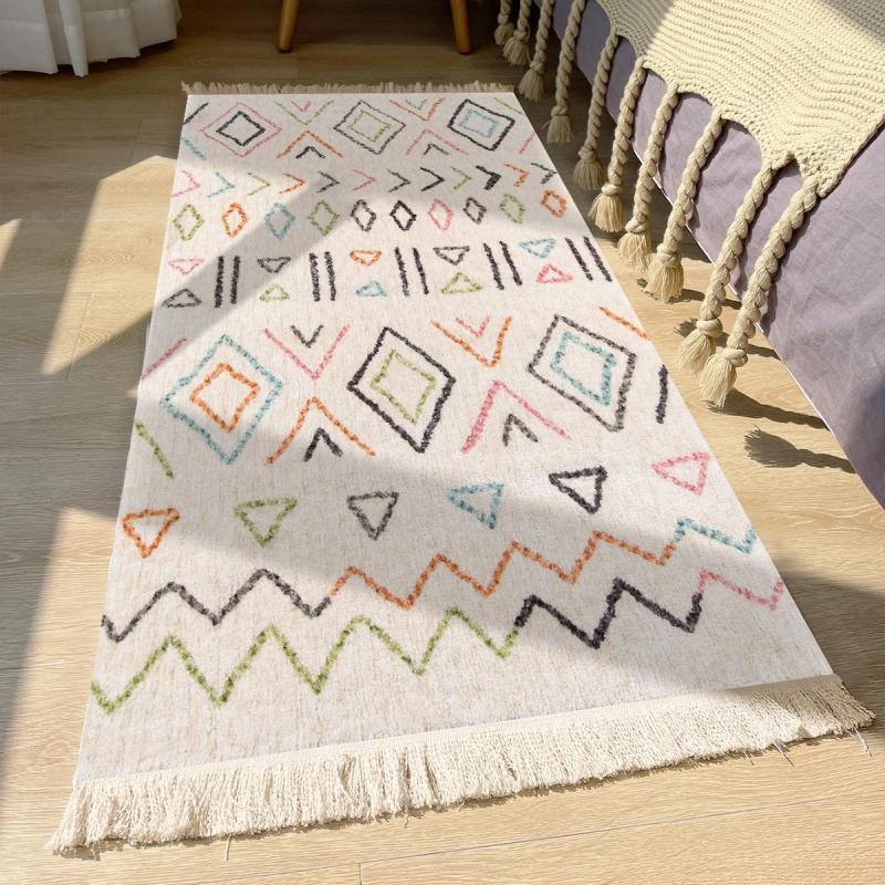 Arabian Style Tassel Carpet Geometric Pattern Rug for Home Decor