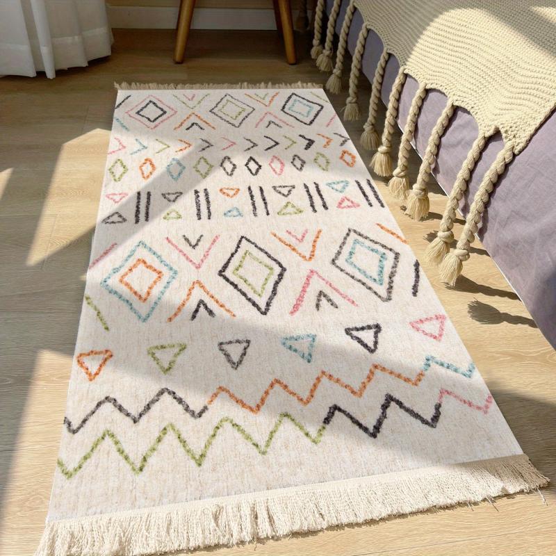 Arabian Style Tassel Carpet Geometric Pattern Rug for Home Decor