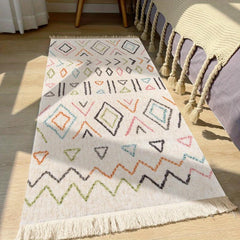 Arabian Style Tassel Carpet Geometric Pattern Rug for Home Decor