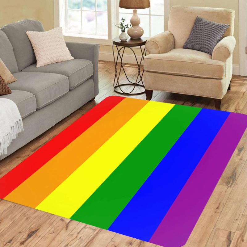Rainbow Flannel Floor Mat Non Slip Carpet Soft